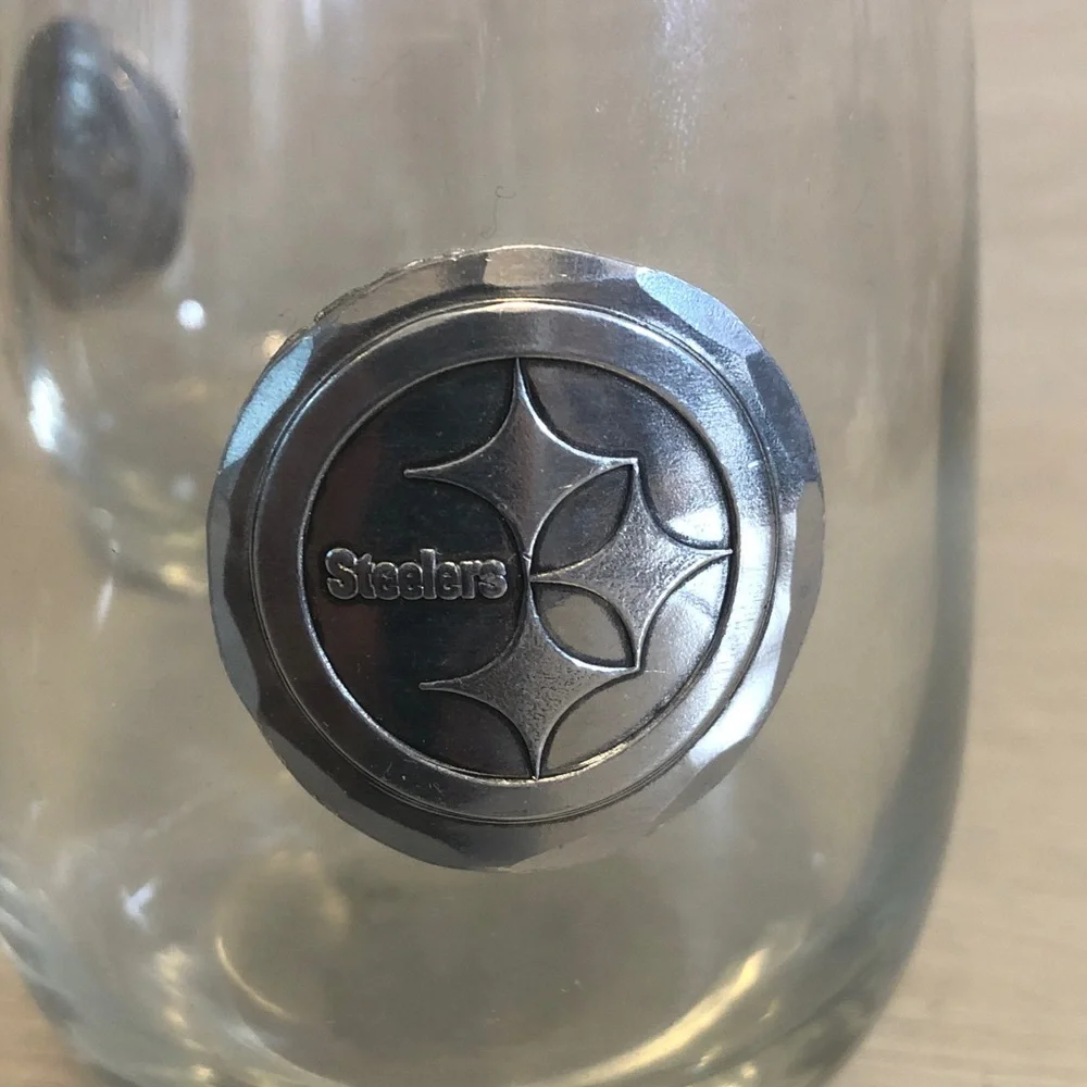 Pittsburgh Steelers Wendell August Forge 16 oz. Stemless Wine Glasses Lot of 2